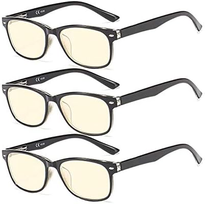 Suertree 1 PC Anti-Blue Computer Reading Glasses, Blue Light Filter Eye Glasses, Blocking UV Computer Glasses, Visual Aided Glasses, Female Male Reading Glasses Black 0.0 BM161