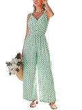 Caractéristiques : combinaison pour femme, combinaison d'été, combinaison décontractée, combinaison à jambes larges, combinaison à bretelles fines, combinaison à col en V pour femme, combinaison pour les vacances à la plage, combinaison d'été imprimée boho, barboteuse sans manches pour femme, tenue de voyage, vêtement de station balnéaire, tenue de vacances, tenue en une pièce pour femme, combinaison à taille élastique, combinaison à boutons, combinaison d'été légère, combinaison verte