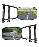 UNLRAE Tow Mirrors,Mirror Extenders for Towing,Universal Clamp-On 360 Degree Rotation Adjustable Trailer Mirrors for Towing,Applicable to the Rearview Mirror of Most Cars,Trucks,and Trailers