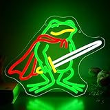 Frog Neon Sign for Wall Decor Dimmable Sword Frog Neon Light for Man Cave LED Cute Animal USB Powered for Martial Arts Room Garage Bar Beer Party Christmas Birthday Gift Size12.9 * 10.6In(WZCP291)