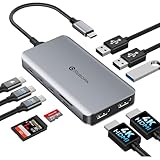REBORN 10-in-1 USB C Docking Station Dual HDMI 4K, MST Dual Monitor USBC Hub with 100W PD, 3X USB-A 3.0, 2X...