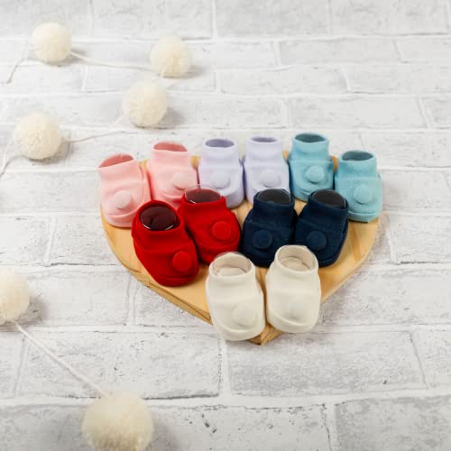 Sapatinho Bebê Recem Nascido Botão 3D 100% Algodão Suedine Menino Menina Meia Pantufa (Creme)