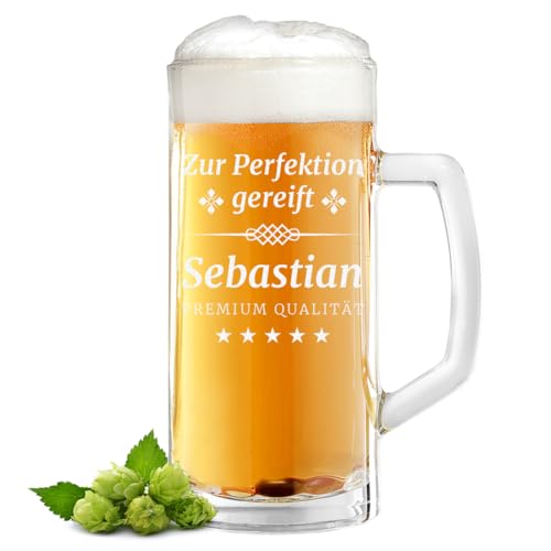 polar-effekt Bierkrug 0,5 Liter mit personalisierter Gravur - Geschenk-Idee Geburtstag & Vatertag - Bierglas für Bierliebhaber - Spülmaschinenfestes Glas