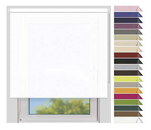 EFIXS Sichtschutzrollo Medium - Rollos nach Maß - 25 mm Welle - Stoffbreite bis 240 cm - Höhe bis 190 cm - Farbe: schneeweiss (100) - lichtdurchlässig - Blickdicht Cover