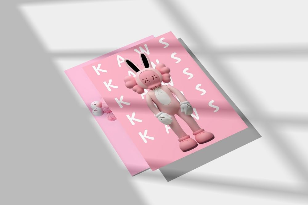 Print A To Z® Pink Kaws Poster, Kaws Duvar Sanatı, Çerçevesiz 6'lı
