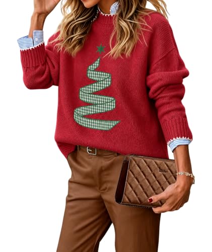 Image of EARKOHA Womens Fair Isle Sweater Vintage Kint Fall Winter Outfits