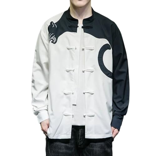 Roupa casual oriental masculina Kung Fu camisa de linho estilo chinês tradicional casaco vintage ter