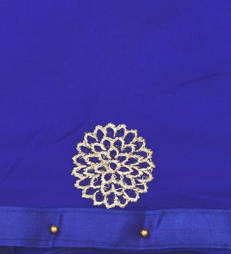 Image of YOUTHQUAKE Golden Floral Embroidery Work Chiffon Dupatta for Womens & Girls with Fancy Moti Lace