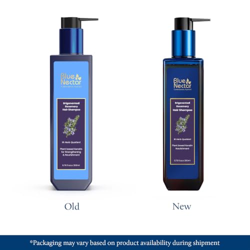 Image of Blue Nectar Keratin Rosemary Shampoo for Hair Growth | Natural Hair Shampoo for Curly, Frizzy & Dry Hair | Paraben & Sulphate Free Shampoo for Men & Women (16 Herbs, 200ml)