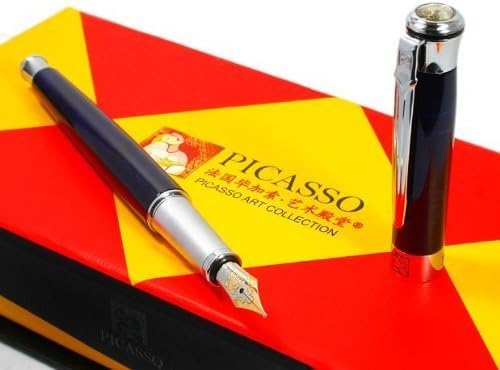 Picasso Dark Blue Marble Style Gold Plated Fountain Pen
