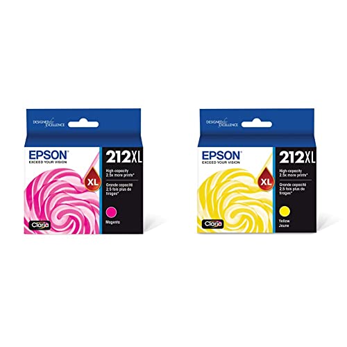 Epson T212 Claria -Ink High Capacity Magenta -Cartridge (T212Xl320-S) For Select Expression And Workforce Printers & T212 Claria -Ink High Capacity Yellow -Cartridge #TOP30