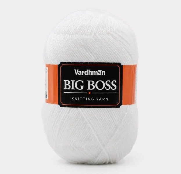 Image of NTGS Vardhman Big boss Wool Hand Knitting Soft Fingering Hank Yarn (1 Ball 200 gram Each) (White Shade no-12, 200 Gram)