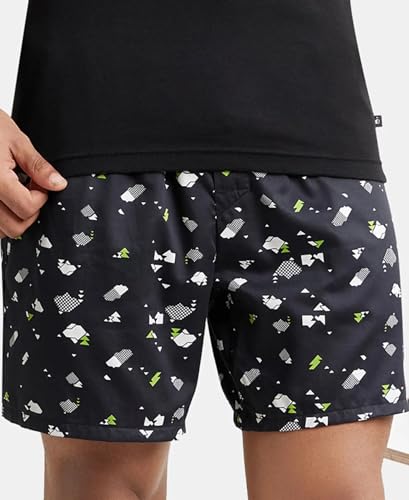 Image of Jockey NY07 Men's Super Combed Cotton Satin Weave Printed Boxer Shorts with Side Pocket