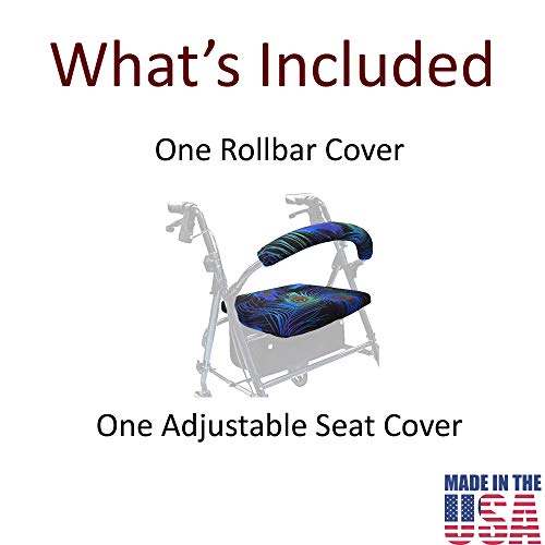Crutcheze Made In Usa Rollator Walker Seat And Backrest Covers | Designer Fashion Accessories (Peacock Feathers) #TOP2