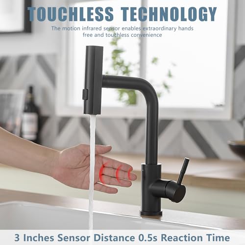 GIMILI Black Touchless Kitchen Sink Faucet with Pull Down Sprayer 15 Inch by GIMILI - Used condition - Image 2