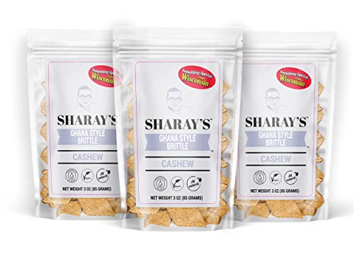 Sharay's Brittle Bundle (Pack Of 3 Cashew) - Ghana Style Brittle. More Nuts With Less Brittle, Mouthwatering Home Baked Candy, All Natural #TOP8