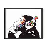 HAUS AND HUES Banksy Chimp Wall Art - Graffiti Pop Art Poster for Teen Boys, Aesthetic Decor for Dorms, Living Room, and Bedroom (Unframed, 16x20)