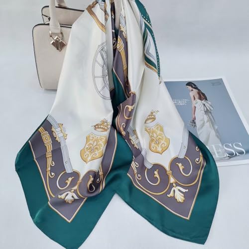 Square Neck Scarf, Printed Head Hair Scarf, Satin Headscarf Bandanas Scarves for Women Lady4