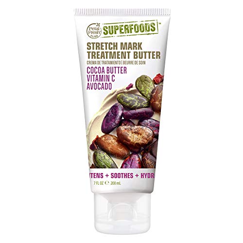 Petal Fresh SuperFoods Stretch Mark Treatment Butter with Cocoa Butter, Vitamin C & Avocado, Advanced Healing for Scars and Stretch Marks, Preventative Body Cream, Vegan and Cruelty Free, 7 oz
