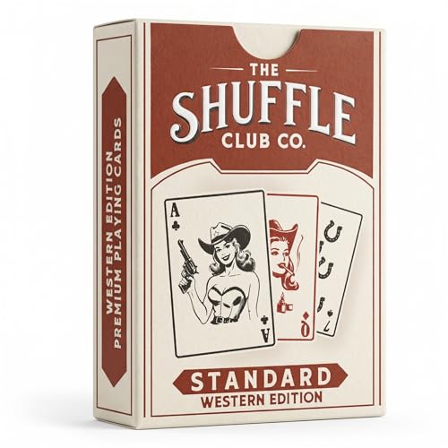 Shuffle Club Co Western Playing Cards – Hand-Illustrated Wild West Deck | Vintage Cowboy Artwork | Premium Poker & Blackjack Cards for Collectors & Gift Giving – Made in the USA (Pack of 1)