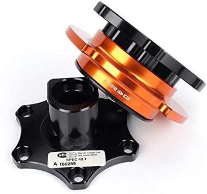Miniatura 6 de NRG Innovations NRG-SRK-R200BK-OR SFI 42.1 Spec Adaptador de buje corto de liberación rápida para volante con forma de D, patrón de pernos 6x70mm,