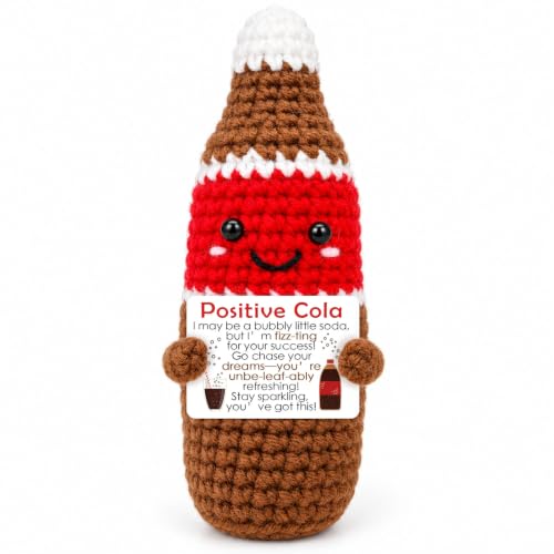 Zelaxeyi Mini Cute Soda Doll Emotional Support Gift for Women,Positive Handmade Crochet Soda Doll Inspirational Gift for Family and Friends,Cute Desktop Decor