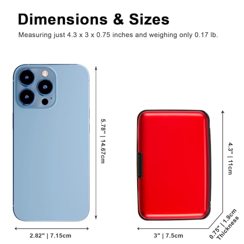 Image of Credit Card Holder Small RFID Blocking Wallet Business Metal Slim Mini Aluminum Hard Case for Women Men Gift, Solid Red, small, Minimalist, Compact, American