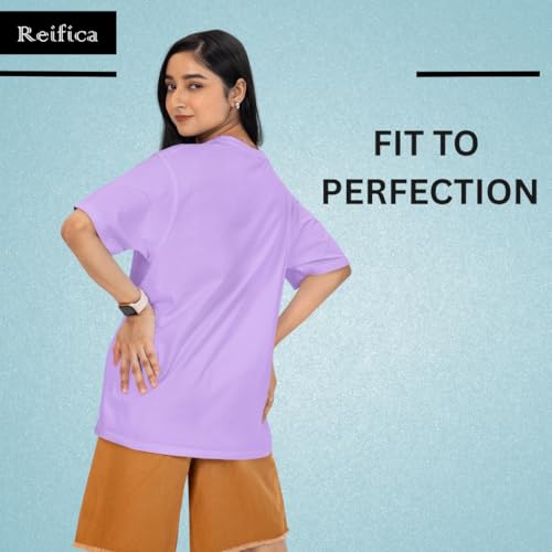 Image of Reifica Women 100% Pure Cotton Drop Shoulder Loose Fit Oversized T Shirts (Combo Pack of 2)