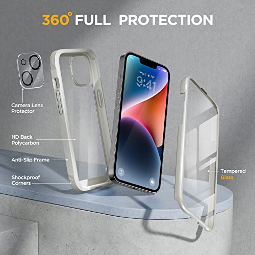 Image of Miracase Glass Series Designed for iPhone 14 Plus Flip Case 6.7 inch, 2023 Upgrade Full-Body Clear Flip Case with Card Holder,White