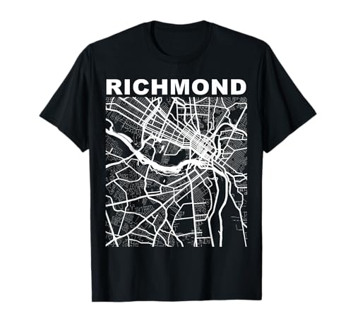 Virginia Souvenir Richmond City Street Mostrar mapa Camiseta