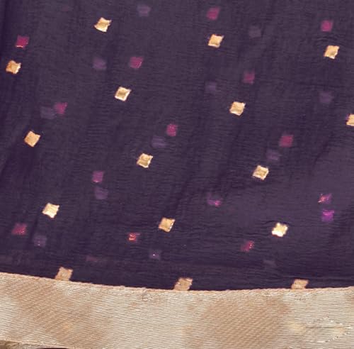 Image of YOUTHQUAKE Women's Golden Printed Chiffon Dupatta With Four Side Golden Lace