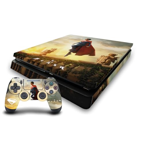 Sticker PS4 Slim The Flash idée cadeau geek Supergirl vinyle pour console et manette