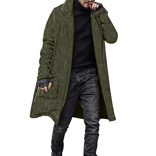 Long Coat Men Warm Black Business Overcoat Mens Woolen Jacket Parka Coat-Style 3-Black-Asian Size M
