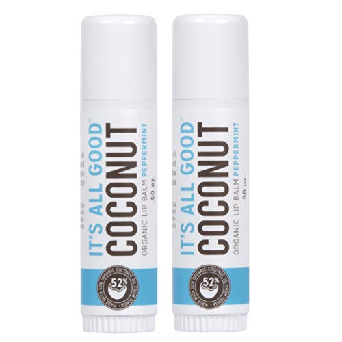 It's All Good Lip Balm, Organic Chapstick Made from Cold Pressed Coconut Oil for All Day Moisture and Comfort - Peppermint 2 Pack