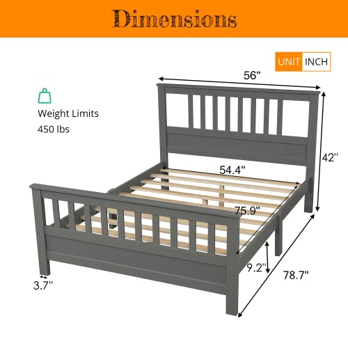 Aocoroe Full Bed Frame For Boys And Girls, Wood Platform Bed With Headboard, Footboard And Slats,300 Lbs Weight Limits, No Box Spring Needed #TOP7