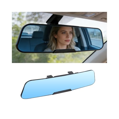 ANFTDCO Car Rear View Mirror, 11.2 Inch Panoramic Convex Wide Angle Anti-Glare Vehicle Clip-On Rearview Mirror, Automotive Interior Accessories to Eliminates Blind Spots, Universal Fit