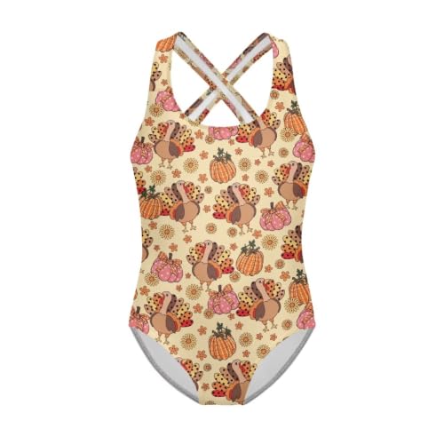 Image of Girls One Piece Swimsuits Quick Dry Beach Bathing Suit Crossback Swimwear 5-14 Years