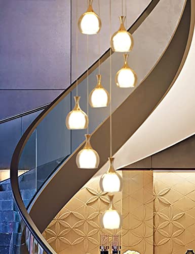 Lustre d'escalier moderne 8 lumières en double vitrage pour salon - 2