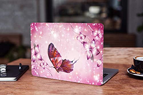 Image of Galaxsia Pink Butterfly Vinyl Laptop Skin /Sticker /Cover /Decal Compatible for Any 15 to 15.6 Inches Laptop (Hp /Dell /Sony /Acer /Lenovo /Asus. Etc) Or Notebook.