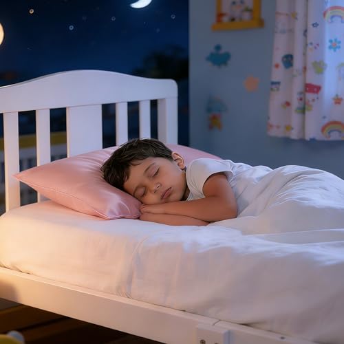 Image of NTBAY 2 Pack Pillows with Egyptian Cotton Pillowcases, Soft Cotton Down Alternative 13x18 Envelope Pillows for Sleeping in Crib Bed - Machine Washable - Breathable Travel Pillow, Pink
