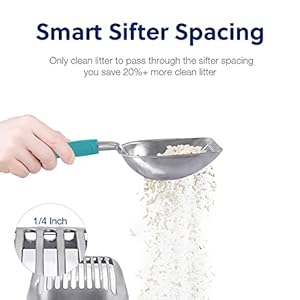 Wepet paletta per lettiera gatto in alluminio con setaccio, pala profonda per pulizia rapida e impugnatura confortevole - immagine 3