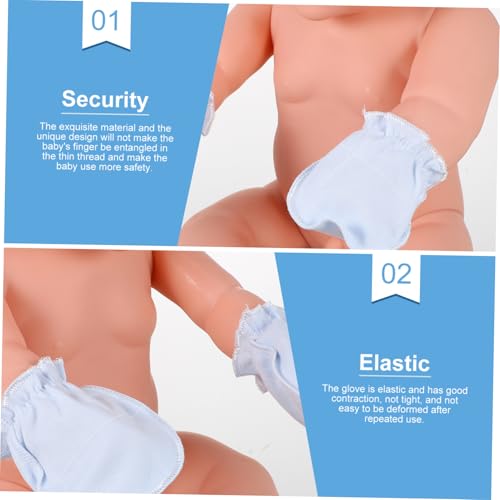 BESPORTBLE 5Pairs Mittens Comfortable Cotton Scratch Protection Gloves for Boy Girl Unisex Design for Months White Color Supplies4