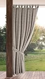 Eurofirany Garden Outdoor Cortina con Trabillas de, 1 Unidad, Opaca e Impermeable, protección UV, para balcón, terraza, pérgola, cenador, 240 x 155 cm, marrón Jaspeado