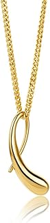 18CT Gold Plated 925 Sterling Silver Necklace, 45cm Silver Chain with Teardrop Pendant, Hypoallergenic Necklaces for Women, Silver Jewellery for Women, Delivered in Jewellery Box