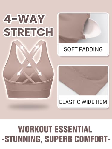 Image of Sports Bras for Women High Support, Multipack Padded Supportive Criss Cross Back Wireless Running Yoga Workout Bra