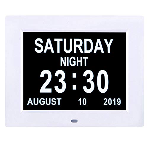 Ssini [2022 Newest 7 Inch Digital Day Date Time Clock With 8 Alarm Options,Auto Dimmable, Extra Large Non-Abbreviated Day&Month For Dementia Vision Impaired, Elderly, Memory Loss,Seniors #TOP3