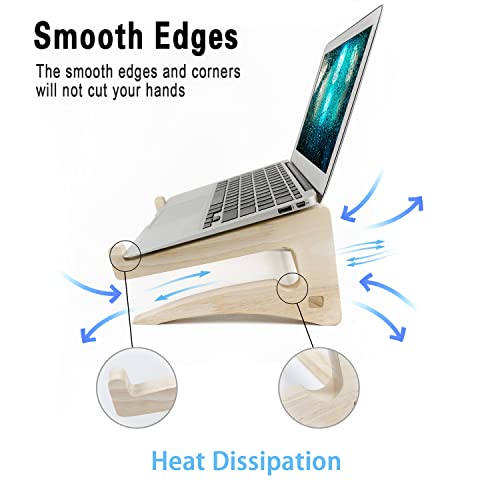 Ui U & I Laptop Stand, Wooden Laptop Stand, Detachable Wooden Notebook Holder Mount Stand For Desk, 11-14Inch Compatible With Apple Macbook Air Mac Pro, Hp, Dell, Acer, Toshiba, Surface, Lenovo Etc #TOP4