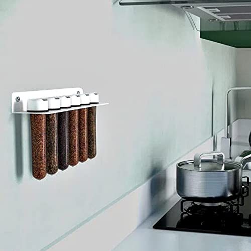 Porta Tempero para Parede, com 5 Tubos em Acrílico, Branco, DiCarlo