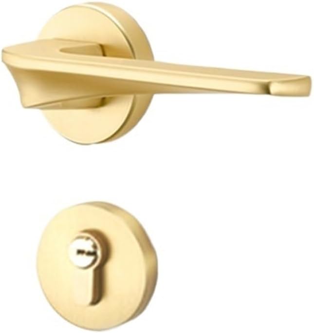 Brushed Door Lock Indoor Home Door Lock Silent Wooden Door Lock Bedroom Door Handle Split Lock(E Matte Gold Mute 35-50mm)