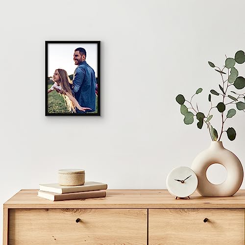 Americanflat 5x7 Picture Frame with Shatter-Resistant Glass - Streamline Collection - Thin Border Photo Frame for Tabletop and Wall Display - Hanging Hardware and Easel Stand Included - Black